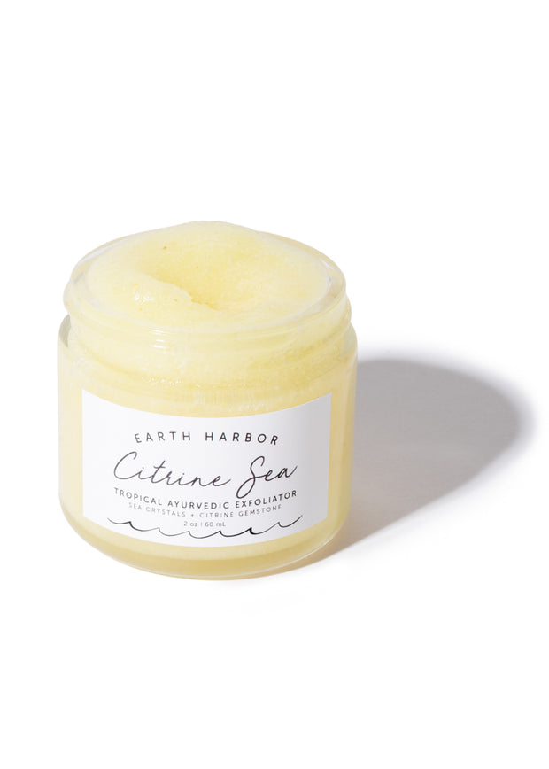 This is an open product shot of Citrine Sea Tropical Ayurvedic Exfoliator to show customers the rich texture. Buy it today on The Conservationist.