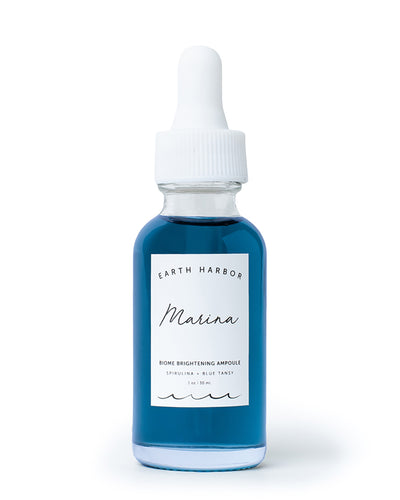 Marina Biome Brightening Ampuole i made of highly concentrated adaptogenic oils to brighten and balance skin. Available for purchase at The Conservationist. 